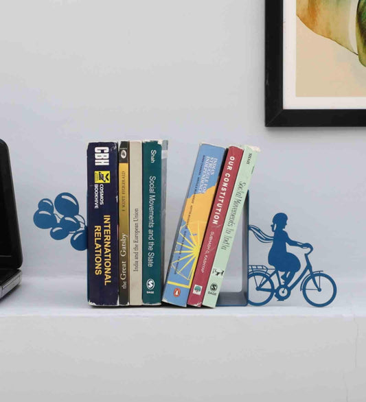 Mint Furnish Metal Bookend Girl riding Bicycle