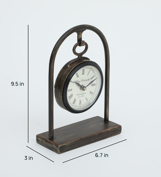 Handcrafted Metal Desk Top Clock – Bronze Finish | Elegant Timepiece for Your Workspace