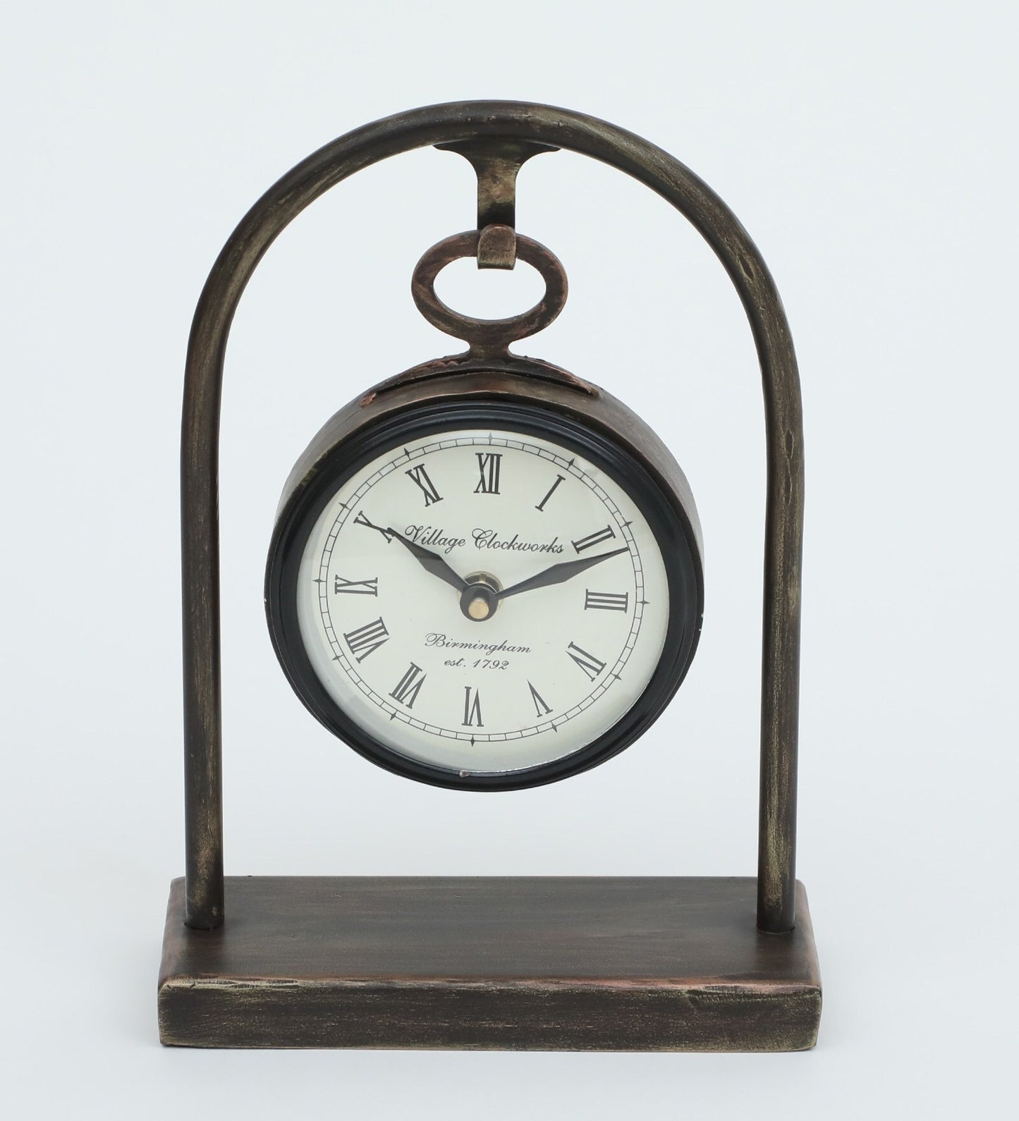 Handcrafted Metal Desk Top Clock – Bronze Finish | Elegant Timepiece for Your Workspace